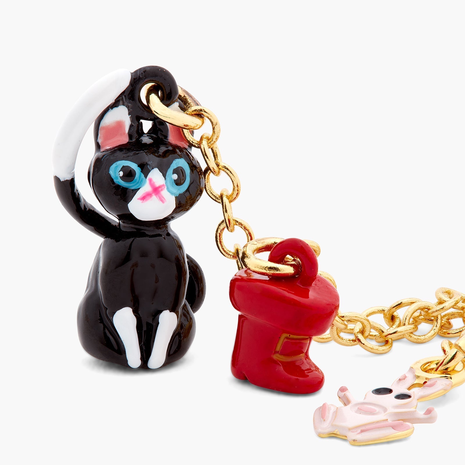 Charming Cat And Red Boots Dangling Earrings | ASCC1021 - Les Nereides