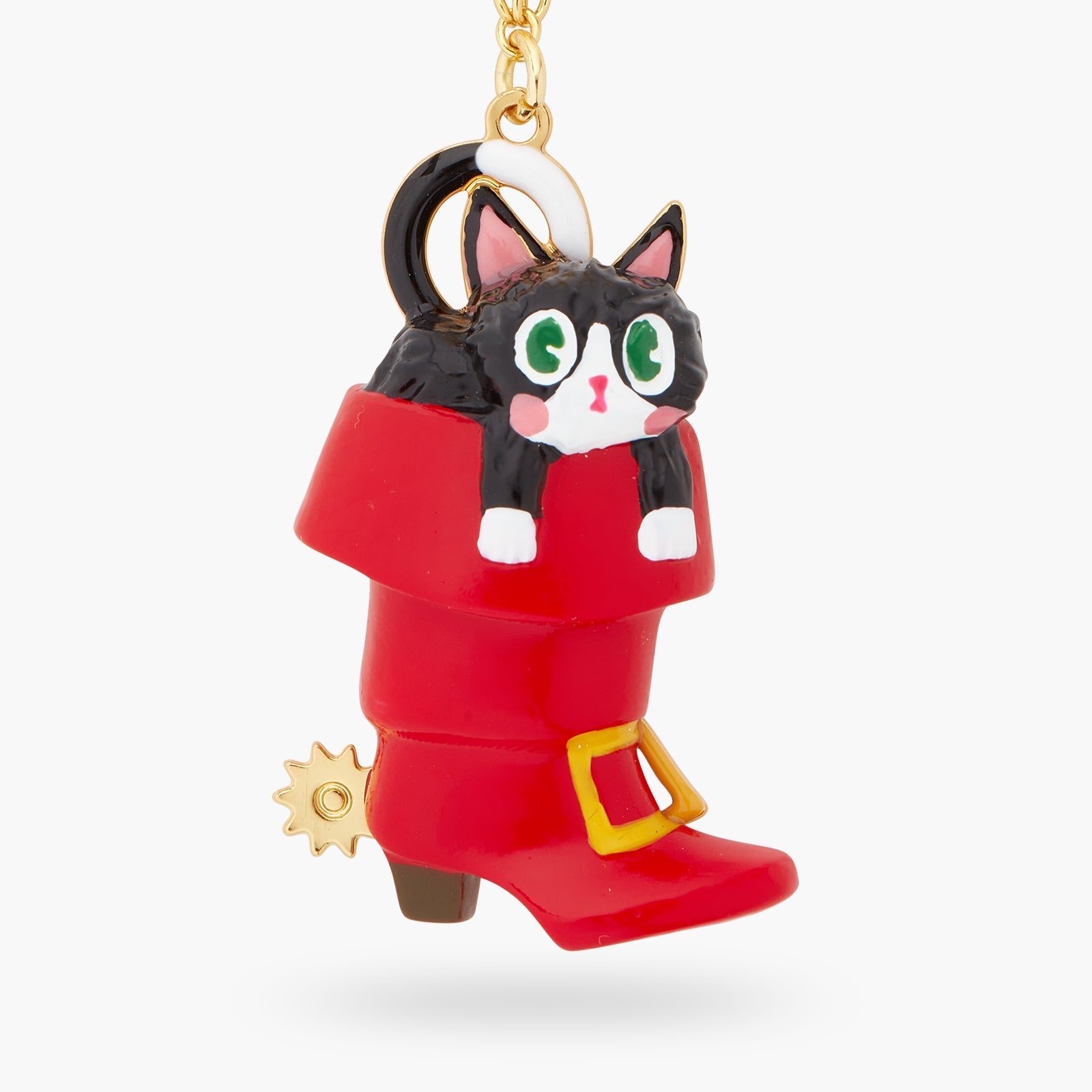 Charming Cat In A Red Boot Pendant Necklace | ASCC3011 - Les Nereides