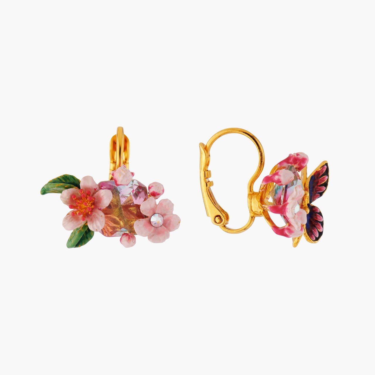 Cherry Blossom And Japanese Emperor Butterfly Earrings | ANHA1011 - Les Nereides