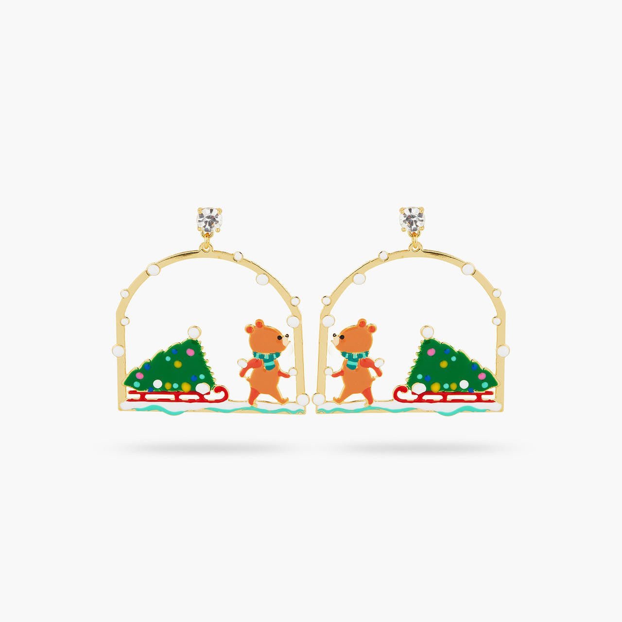 Christmas tree and cuddly bear earrings | AQSP1191 - Les Nereides