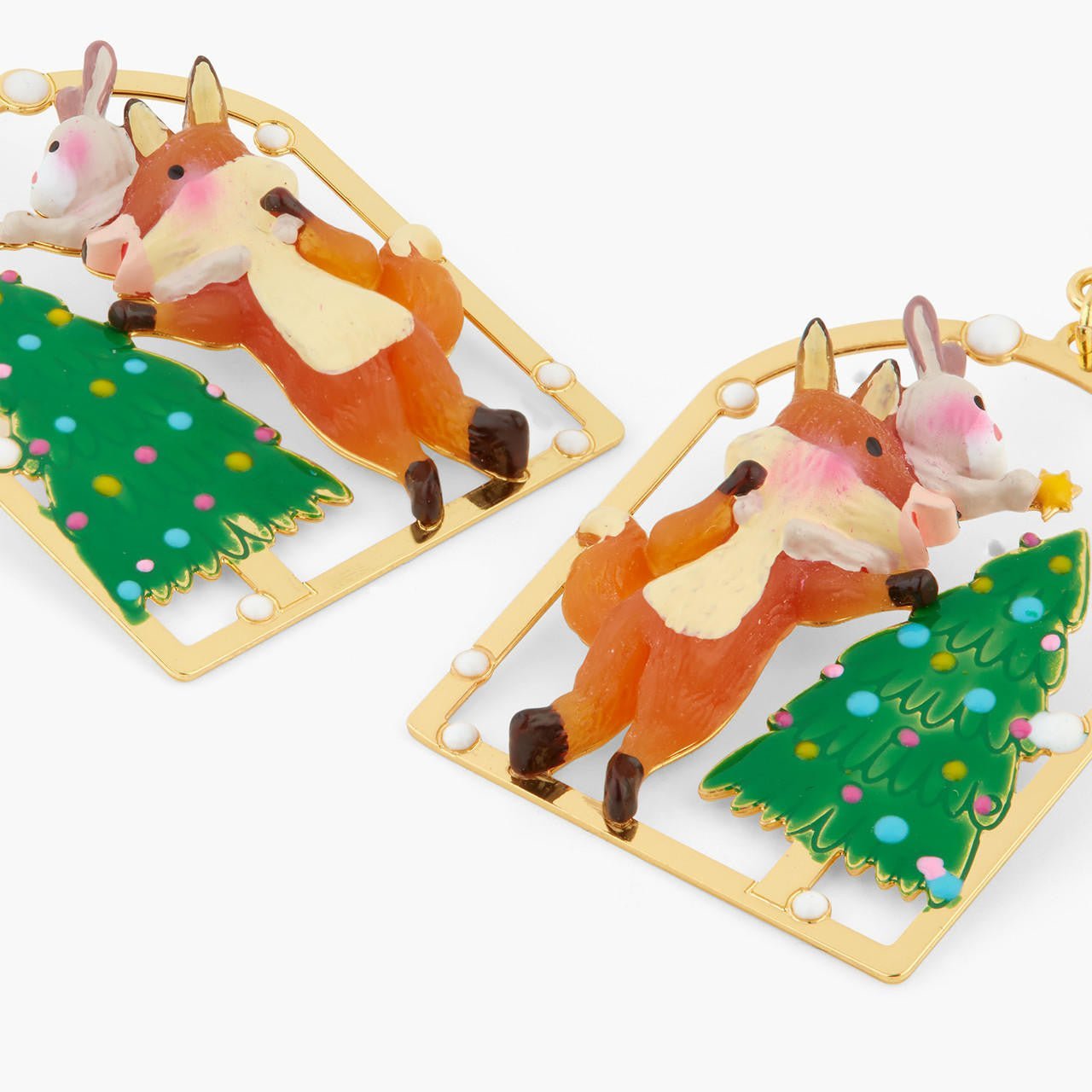 Christmas tree, rabbit and fox earrings | AQSP1181 - Les Nereides