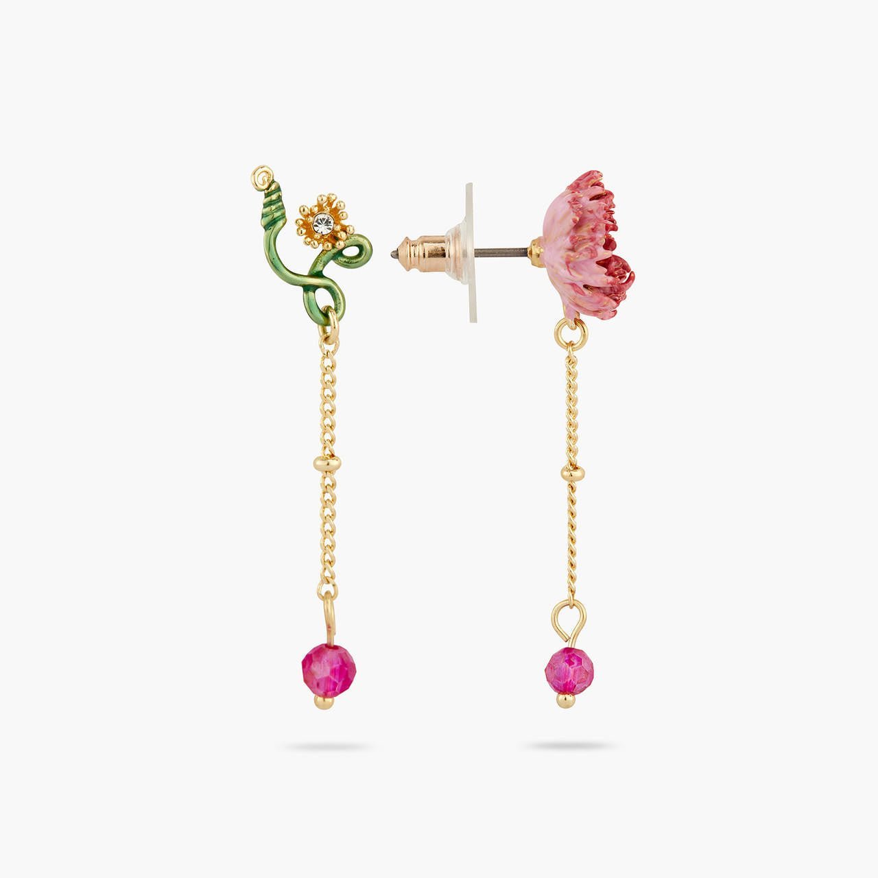 Chrysanthemum And Stem Dangling Earrings | AQBI1031 - Les Nereides