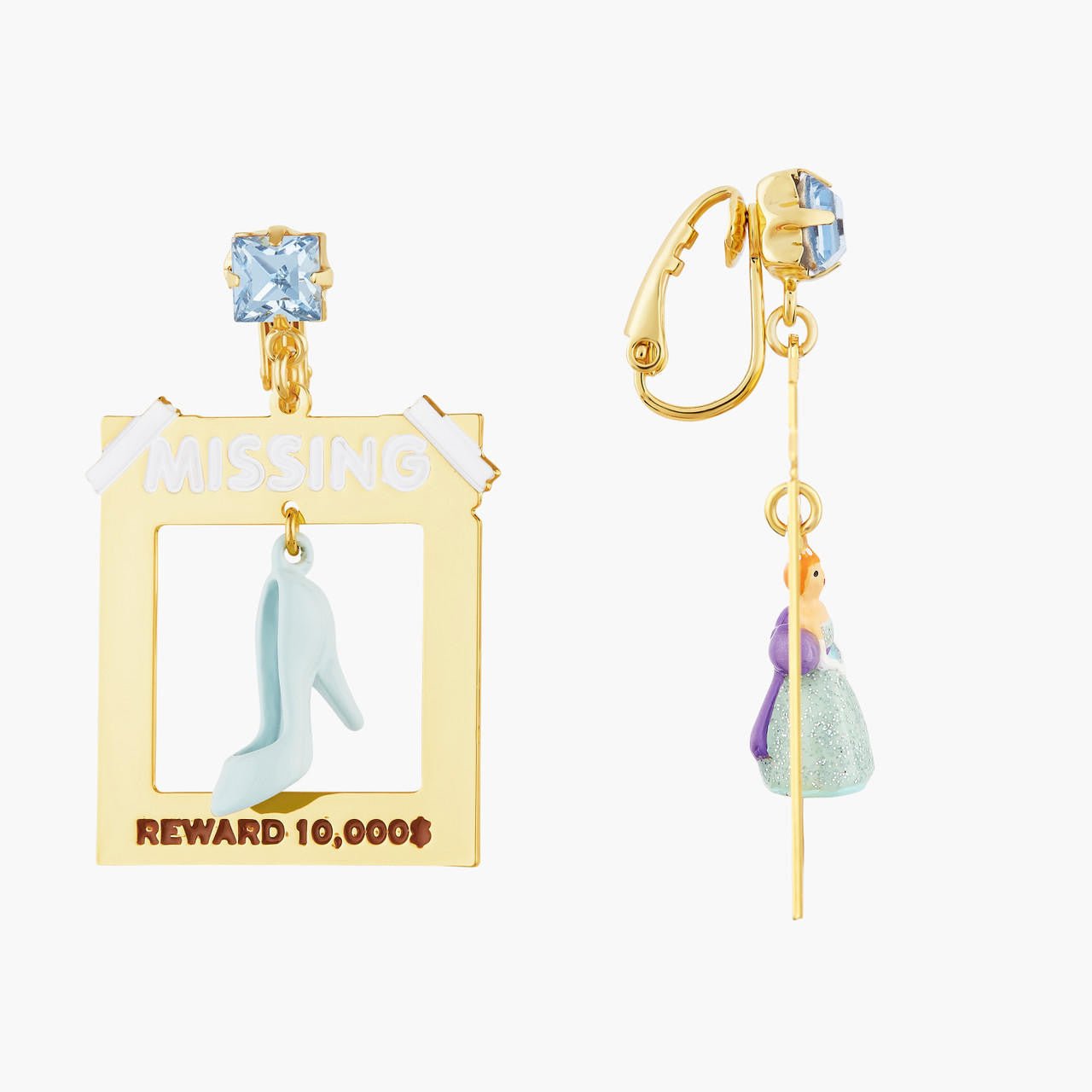Cinderella, Slipper And Faceted Crystal Earrings | AOCE1121 - Les Nereides