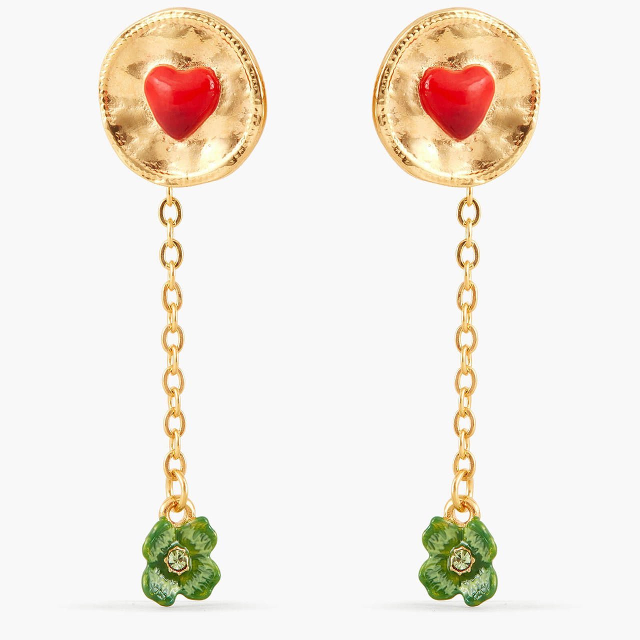 Clover And Heart Dangling Earrings | APLA1071 - Les Nereides