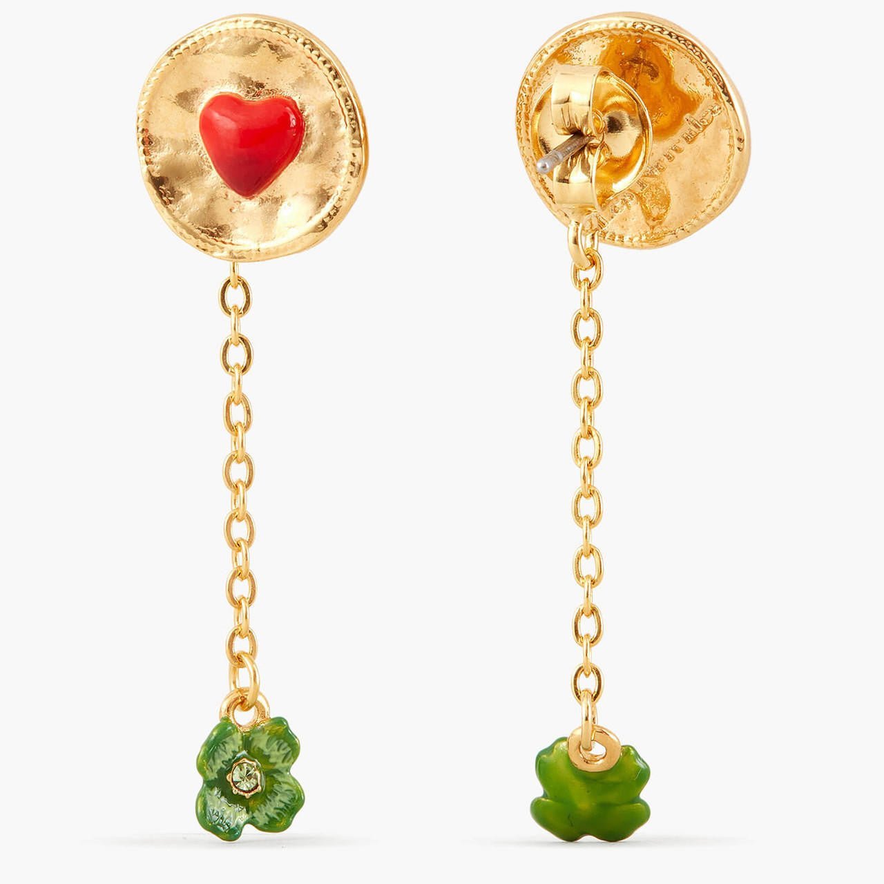 Clover And Heart Dangling Earrings | APLA1071 - Les Nereides