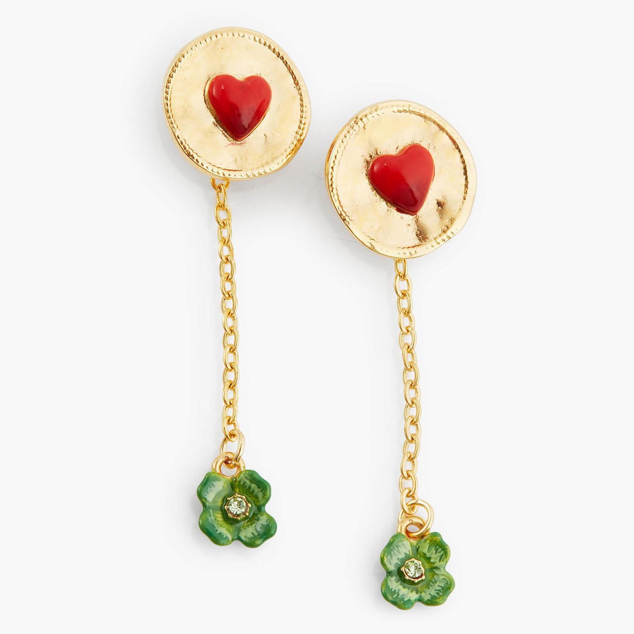 Clover And Heart Dangling Earrings | APLA1071 - Les Nereides
