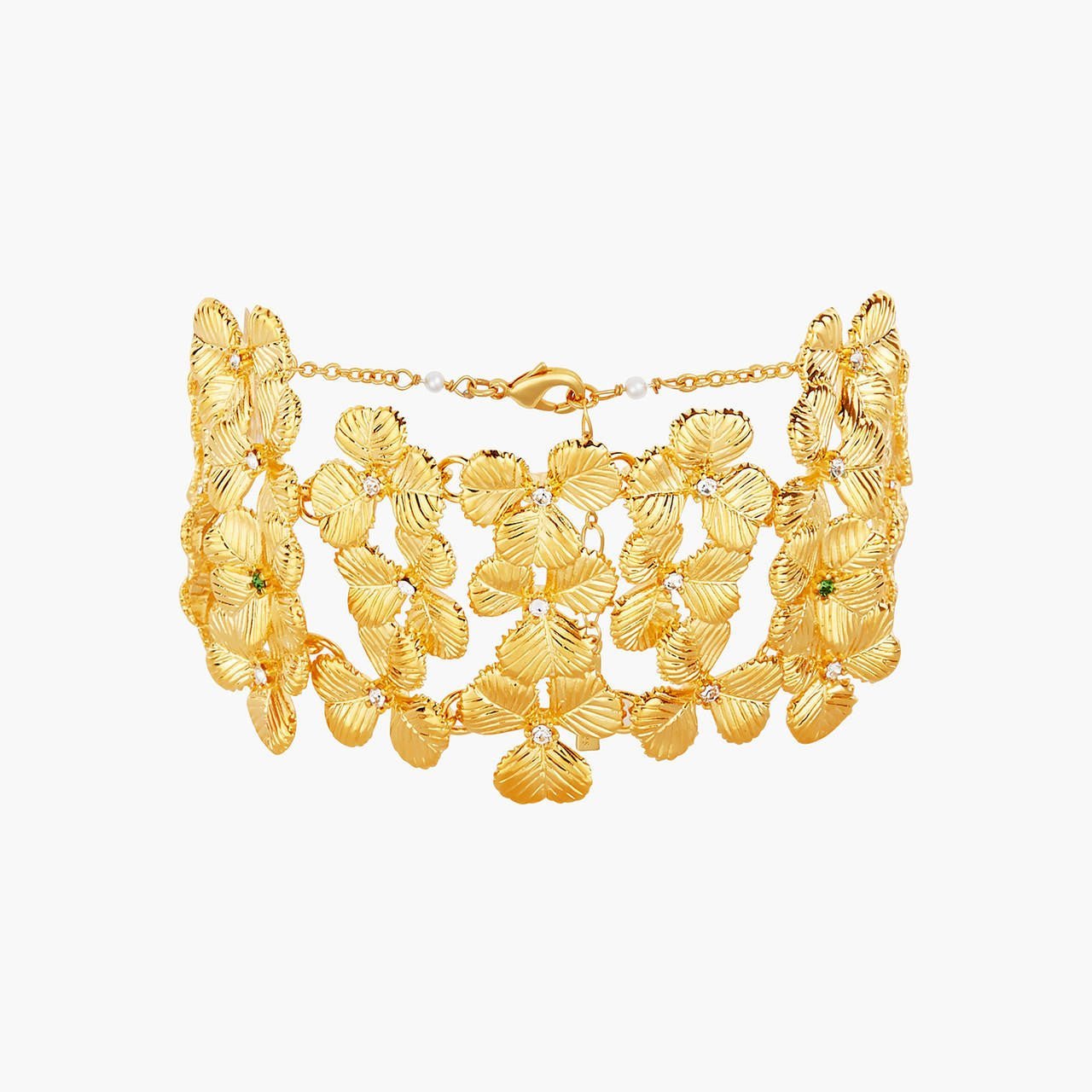 Clovers And Crystals Bangle Bracelet | AOFC2031 - Les Nereides