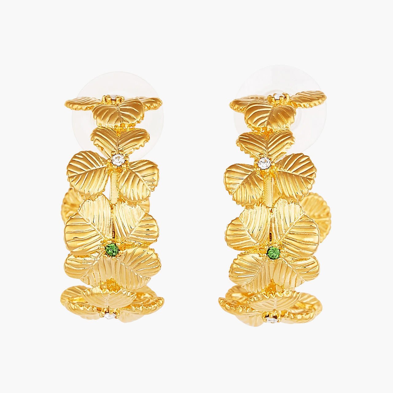 Clovers And Crystals Hoop Earrings | AOFC1021 - Les Nereides