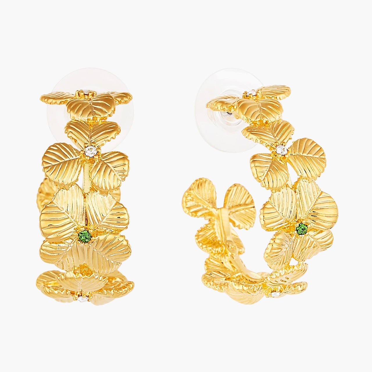 Clovers And Crystals Hoop Earrings | AOFC1021 - Les Nereides