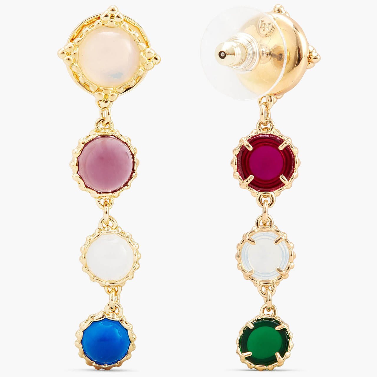 Coloured 4 Stone Dangling Earrings | APJS1041 - Les Nereides