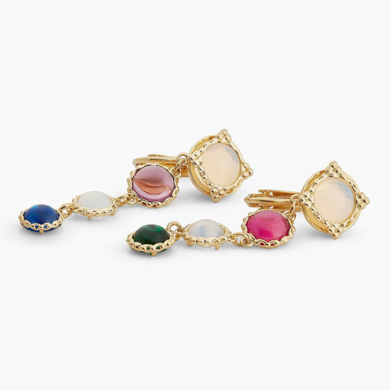 Coloured 4 Stone Dangling Earrings | APJS1041 - Les Nereides