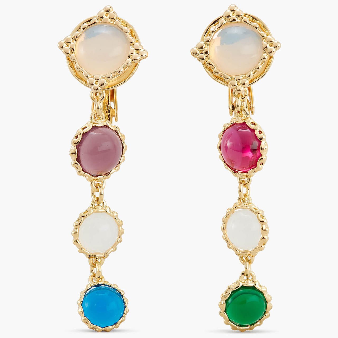 Coloured 4 Stone Dangling Earrings | APJS1041 - Les Nereides