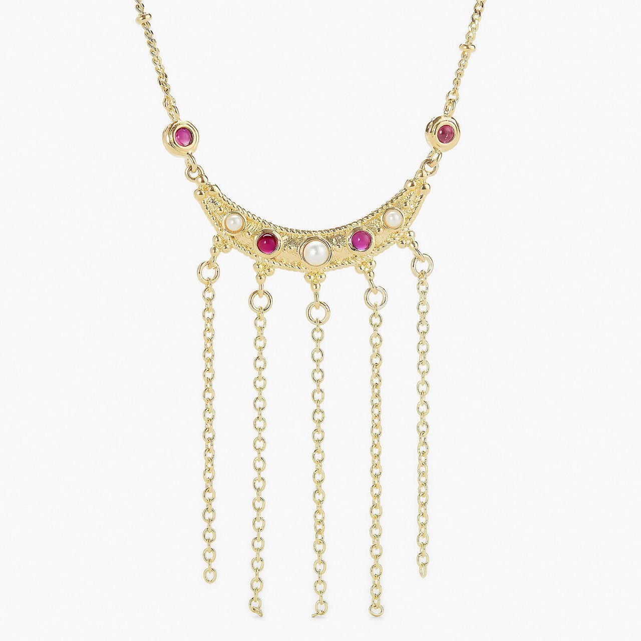 Coloured Stones And Chain Statement Necklace | APJS3051 - Les Nereides