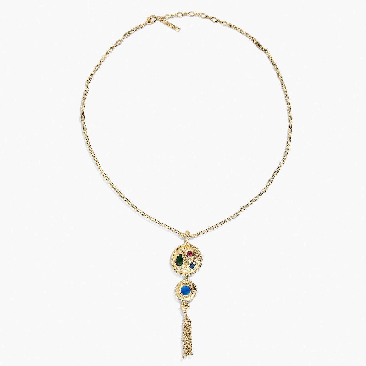 Coloured Stones Fine Medallion Necklace | APJS3021 - Les Nereides