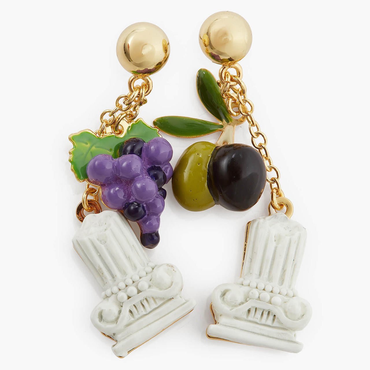 Column, Grapes And Olive Post Earrings | APPD1081 - Les Nereides