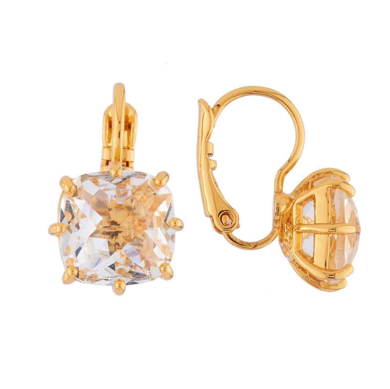 Crystal Square Stone La Diamantine Dormeuses Earrings | AILD1012 - Les Nereides