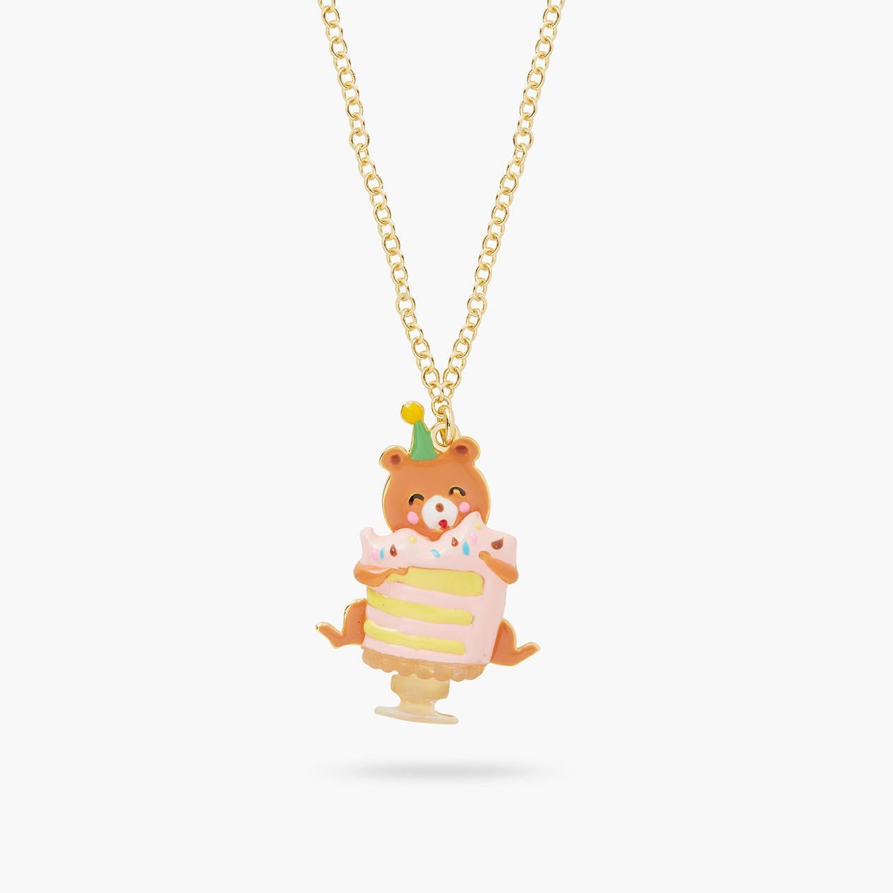 Cuddly bear and birthday cake pendant necklace | AQPP3021 - Les Nereides