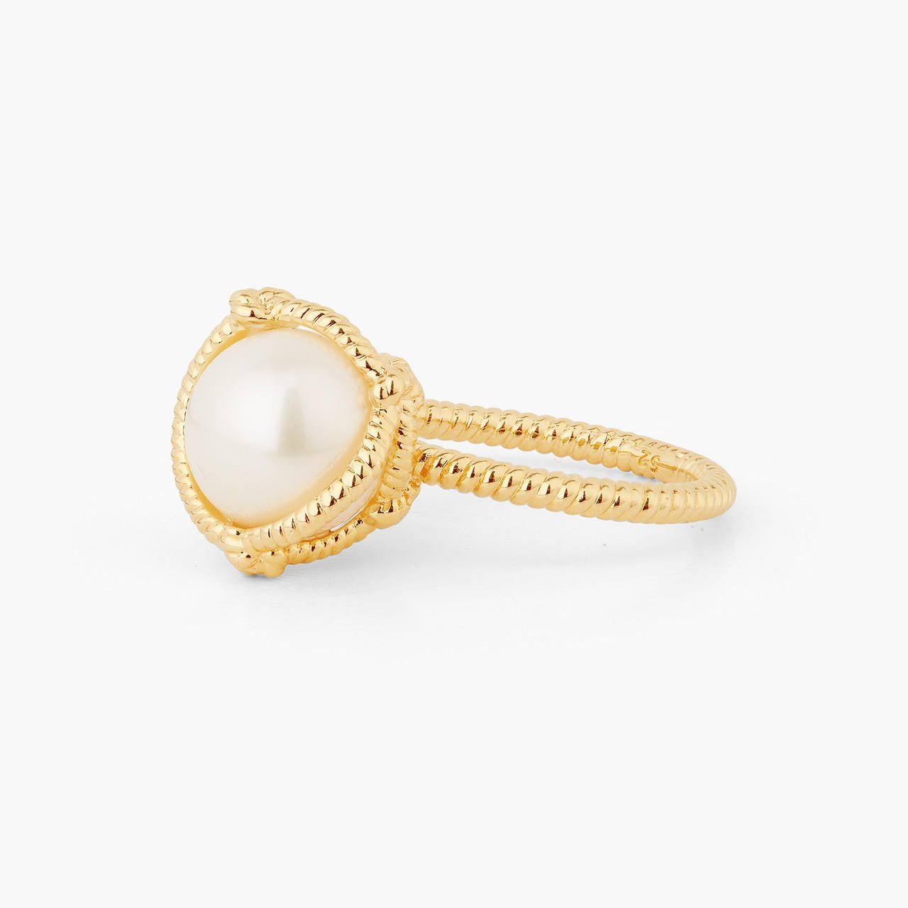 Cultured Pearl And Rope Solitaire Ring | AQMP6011 - Les Nereides