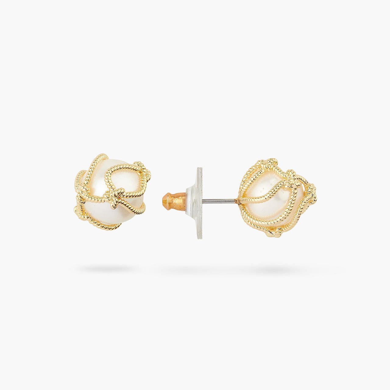 Cultured Pearls And Rope Post - Earrings | AQMP1041 - Les Nereides