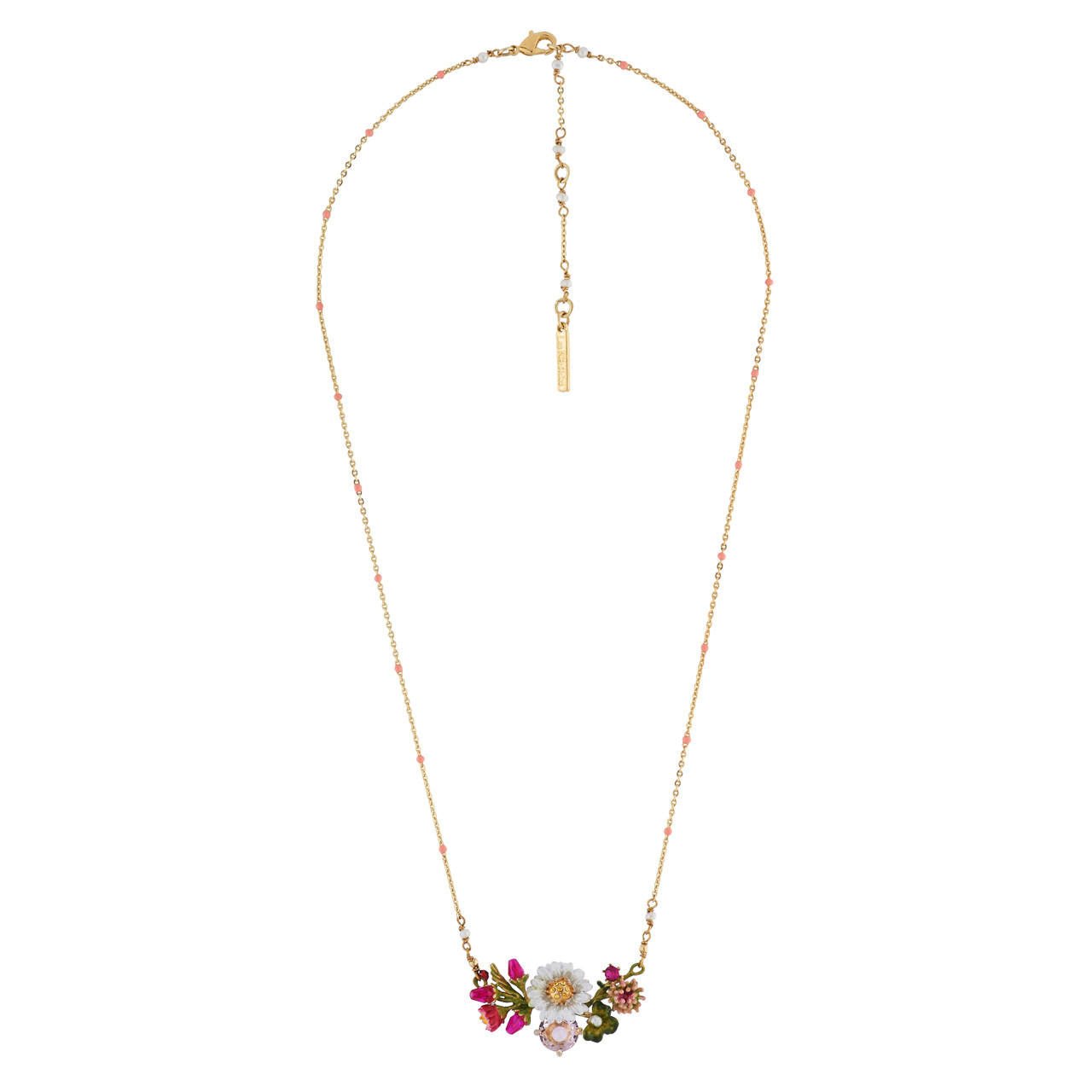 Daisy On A Flower Branch And Faceted Crystal Necklace | AIPR3031 - Les Nereides
