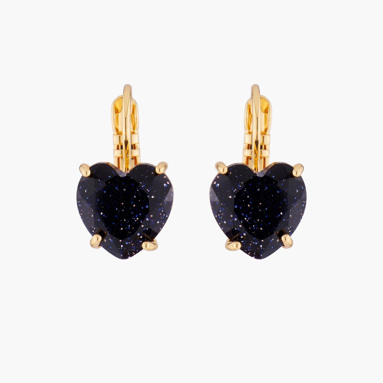 Deep Sparkling Blue Hearthstone La Diamantine Dormeuses Earrings | AMLD1451 - Les Nereides