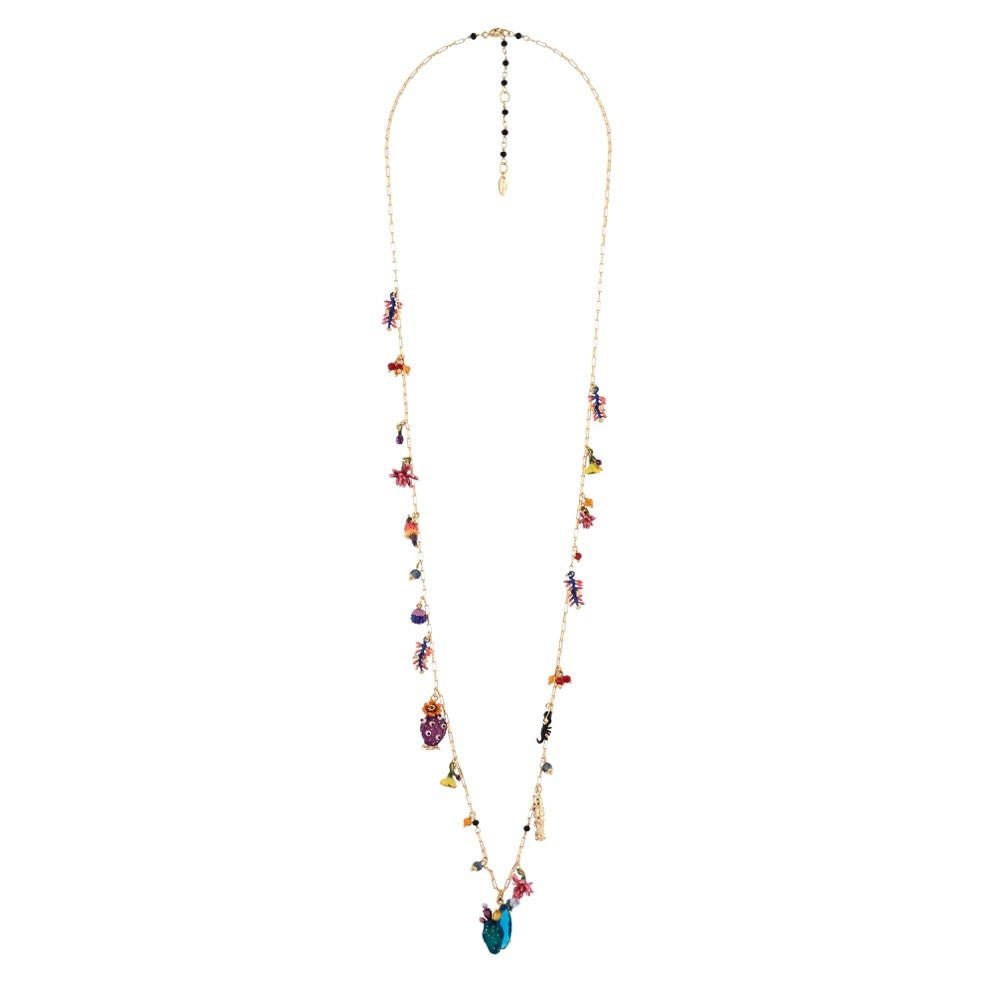Desert Flowers, Bird, Scorpion And Cactus Long Necklace | AGDC3071 - Les Nereides