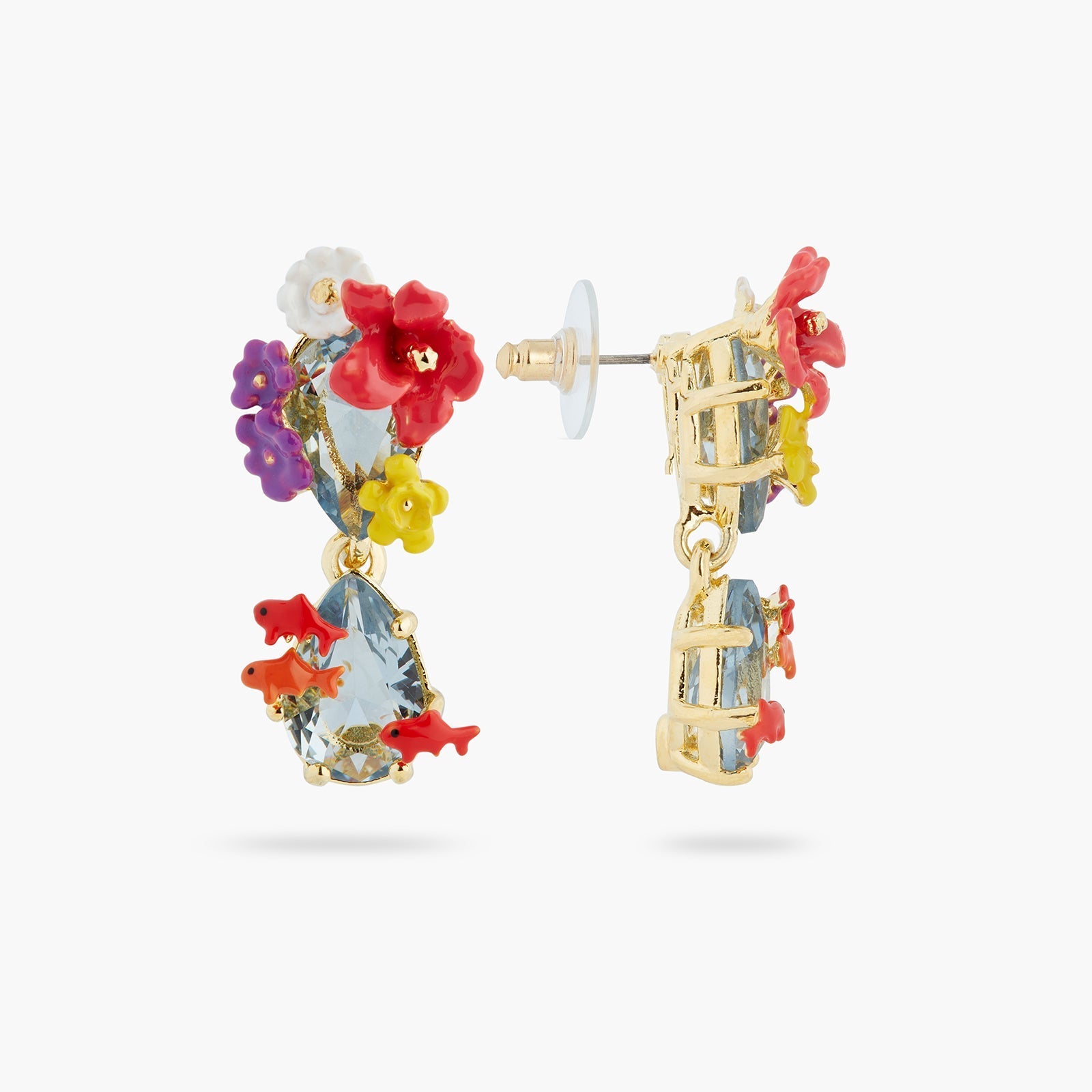 Double stone, flowers and koi fish earrings | ASOS1071 - Les Nereides