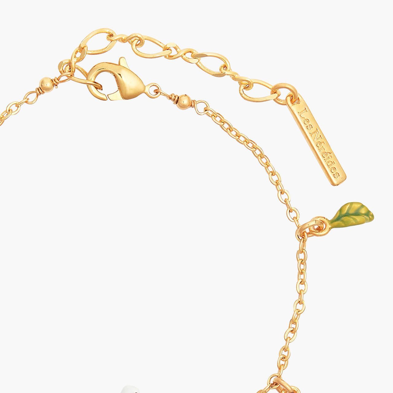 Dove And Peonies On Faceted Crystal Stone Thin Bracelet | ANLA2011 - Les Nereides