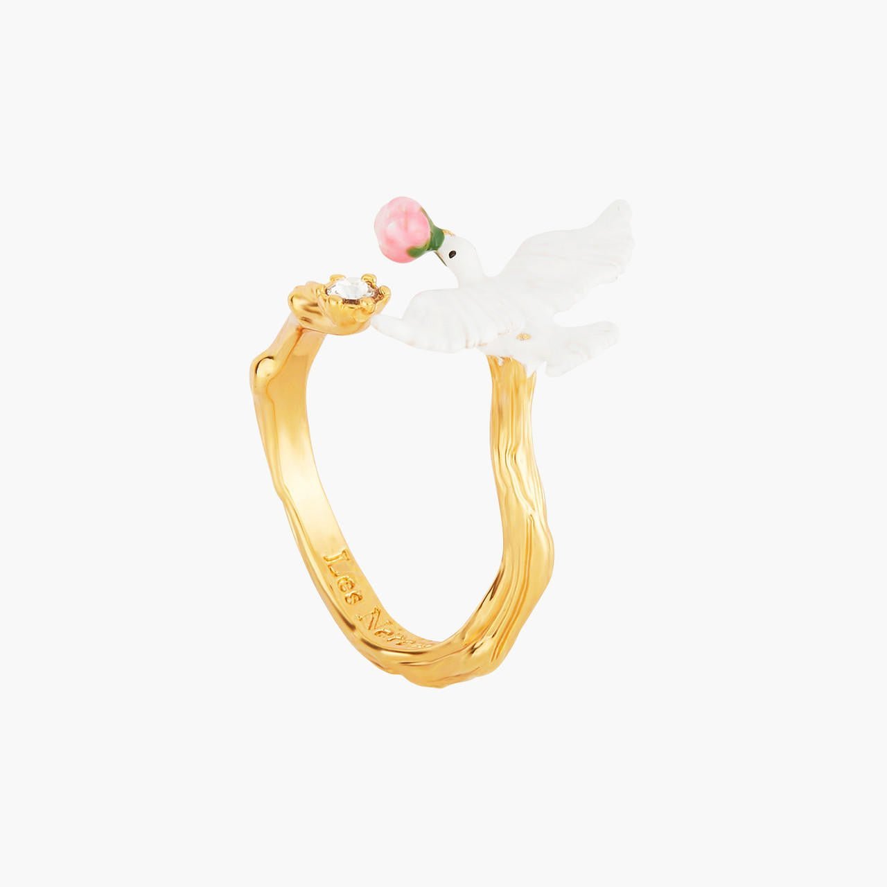 Dove And Peony Adjustable Ring | ANLA6031 - Les Nereides