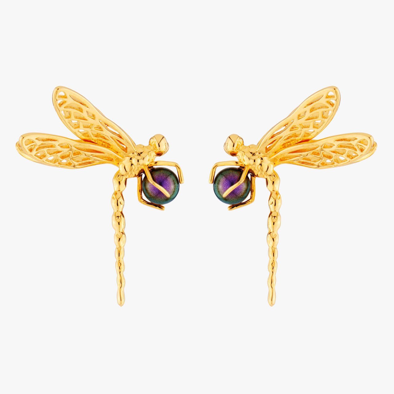 Dragonfly And Iridescent Pearl Earrings | AMEN1021 - Les Nereides