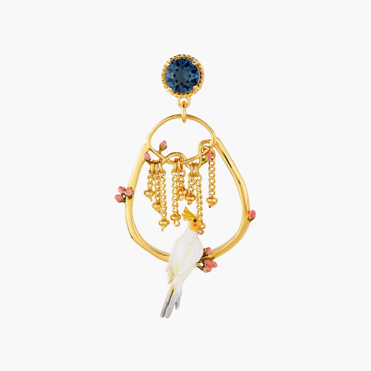 Duo Of Cockatiels And Rosebuds Post Earrings | AOLA1021 - Les Nereides
