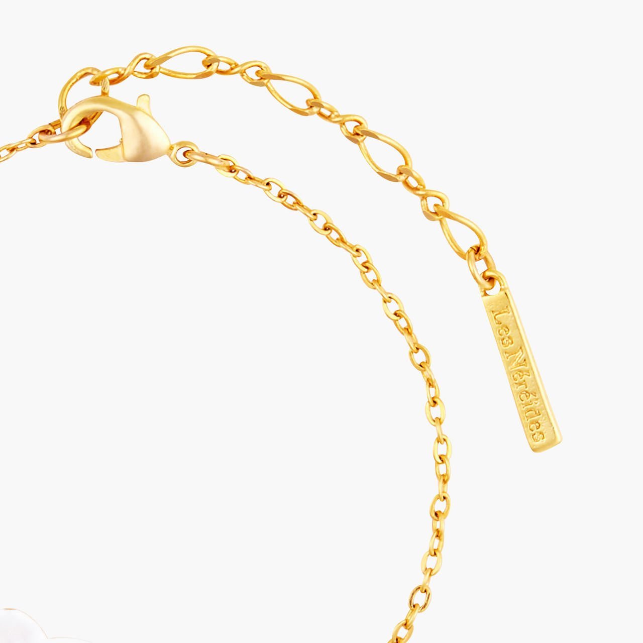 Elephant'S Ear Orchid And Faceted Crystal Heart Thin Bracelet | AOOC2031 - Les Nereides