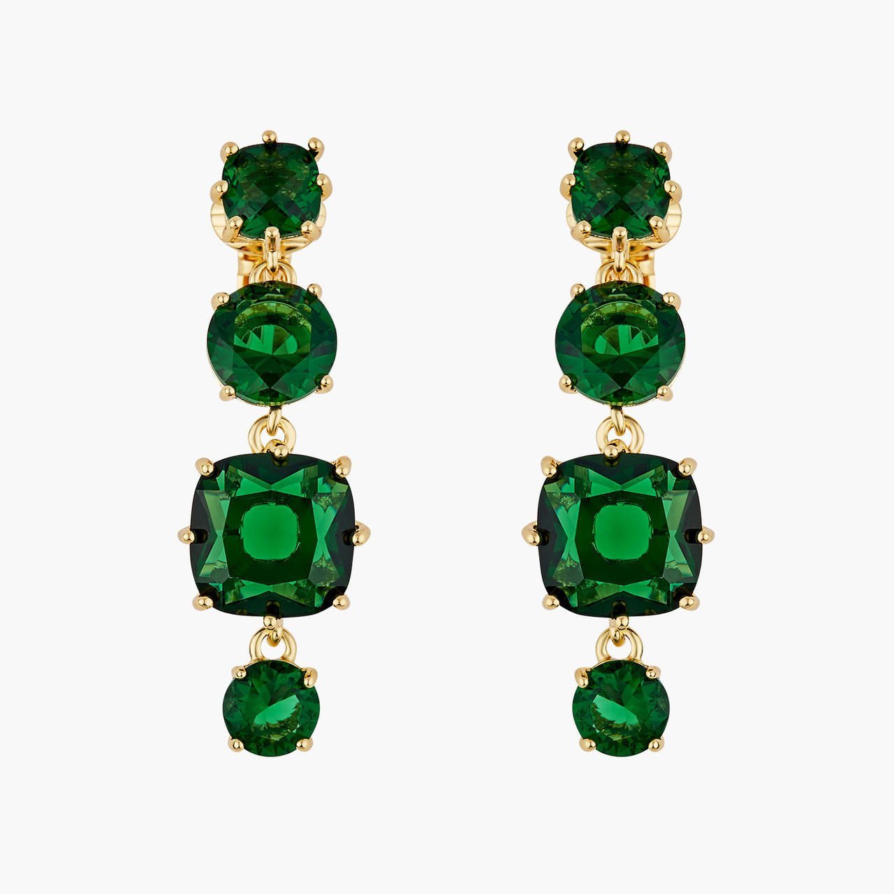Emerald Green 4 Stones Diamantine Earrings | AOLD1201 - Les Nereides