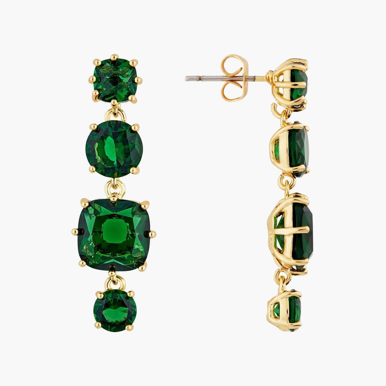 Emerald Green 4 Stones Diamantine Earrings | AOLD1201 - Les Nereides