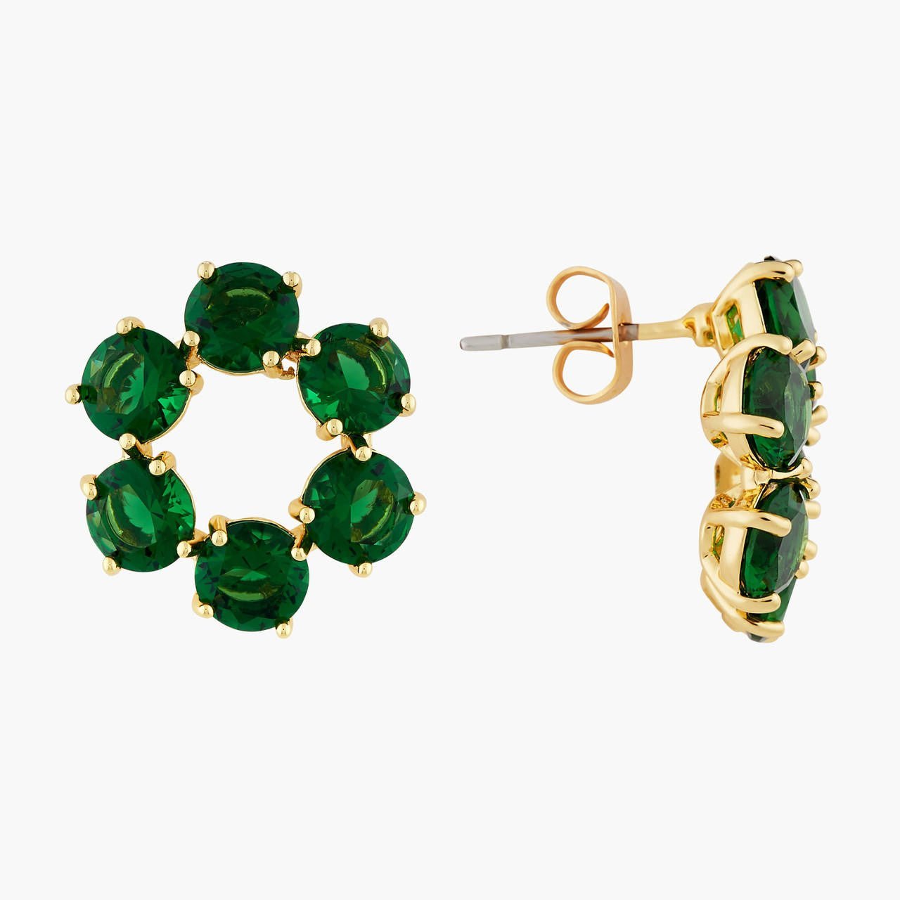 Emerald Green 6 Stones Diamantine Earrings | AOLD1421 - Les Nereides