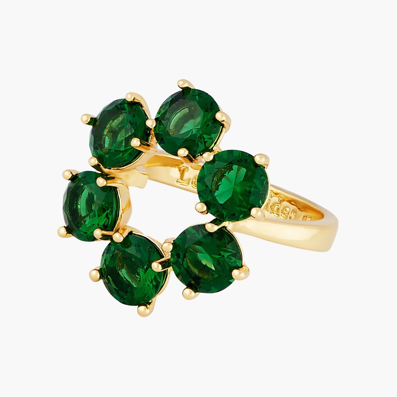 Emerald Green 6 Stones Diamantine Thin Ring | AOLD6191 - Les Nereides