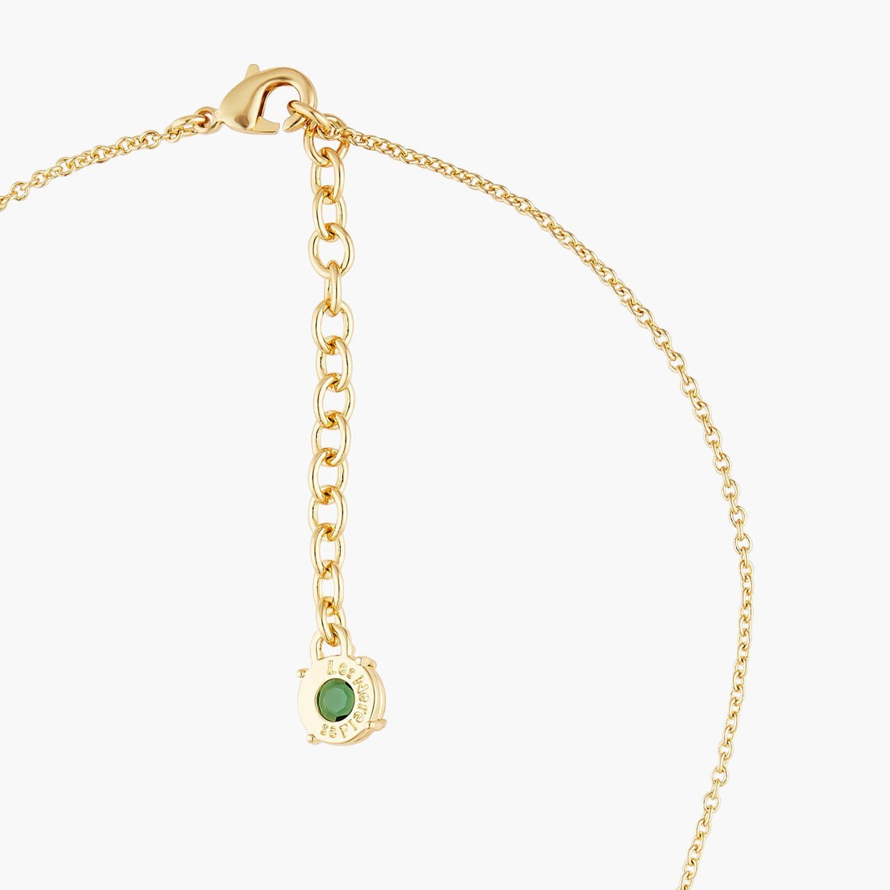 Emerald Green 9 Stones Diamantine Thin Necklace | AOLD3181 - Les Nereides
