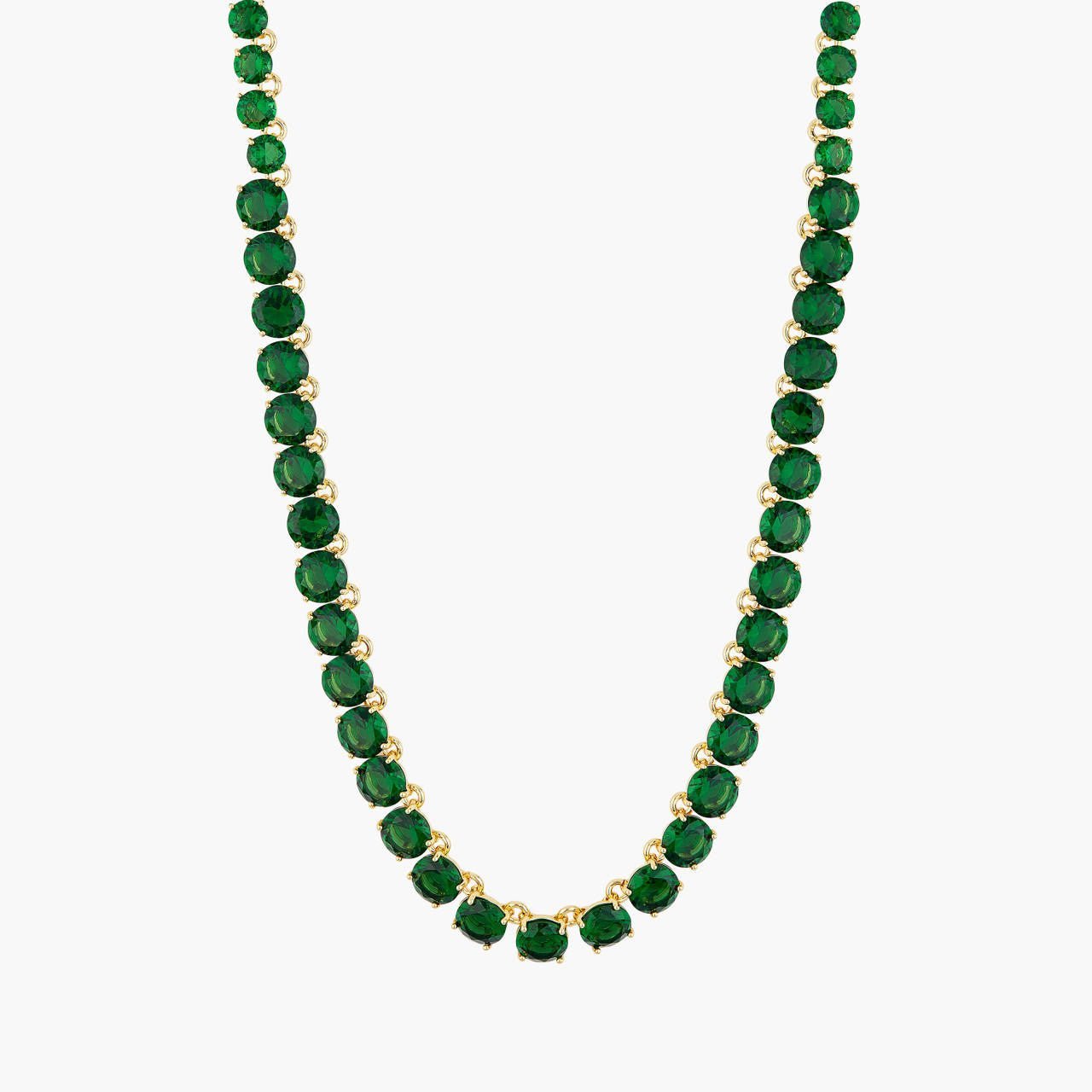 Emerald Green Round Stones Diamantine Choker Necklace | AOLD3321 - Les Nereides