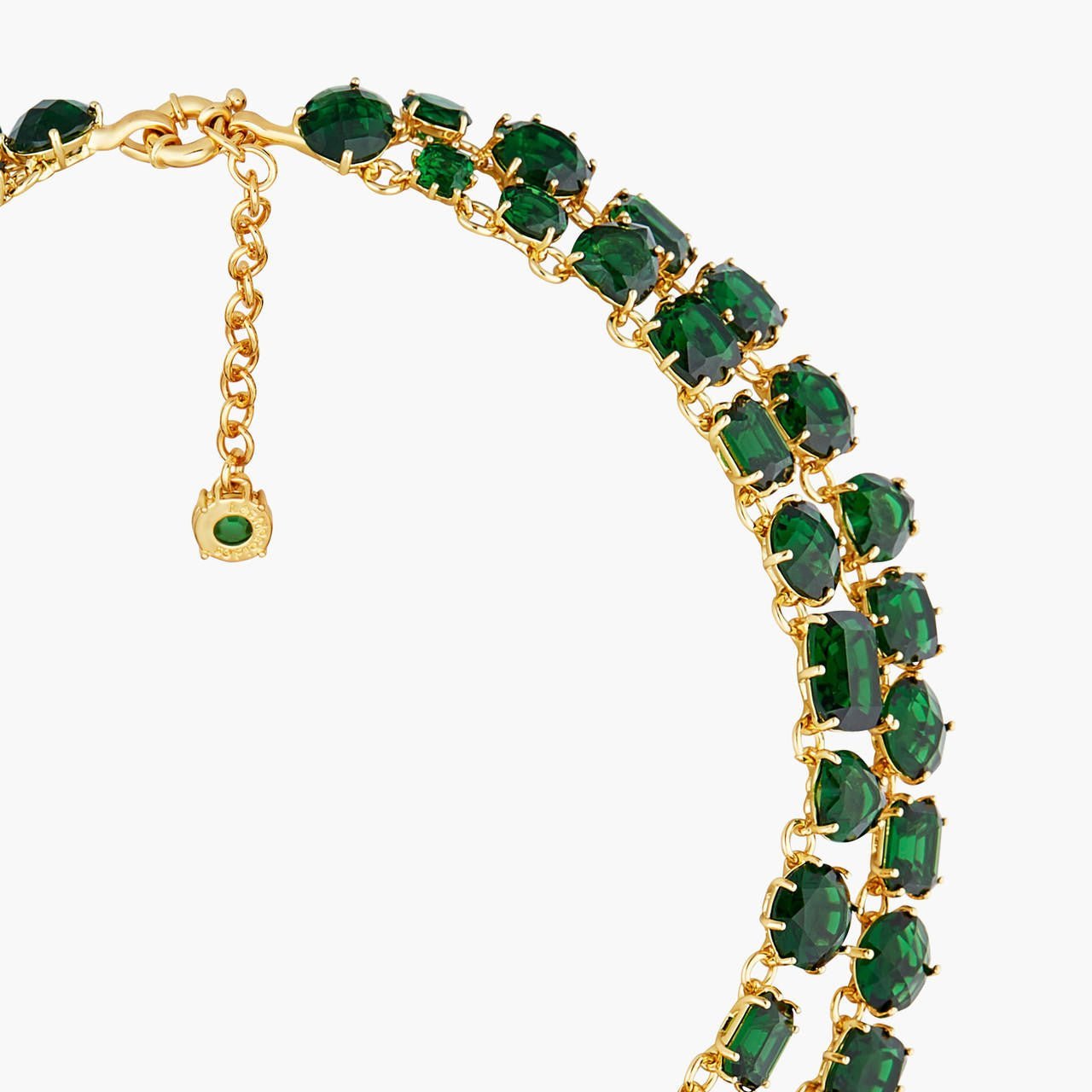 Emerald Green Two Row Diamantine Luxurious Necklace | AOLD3551 - Les Nereides