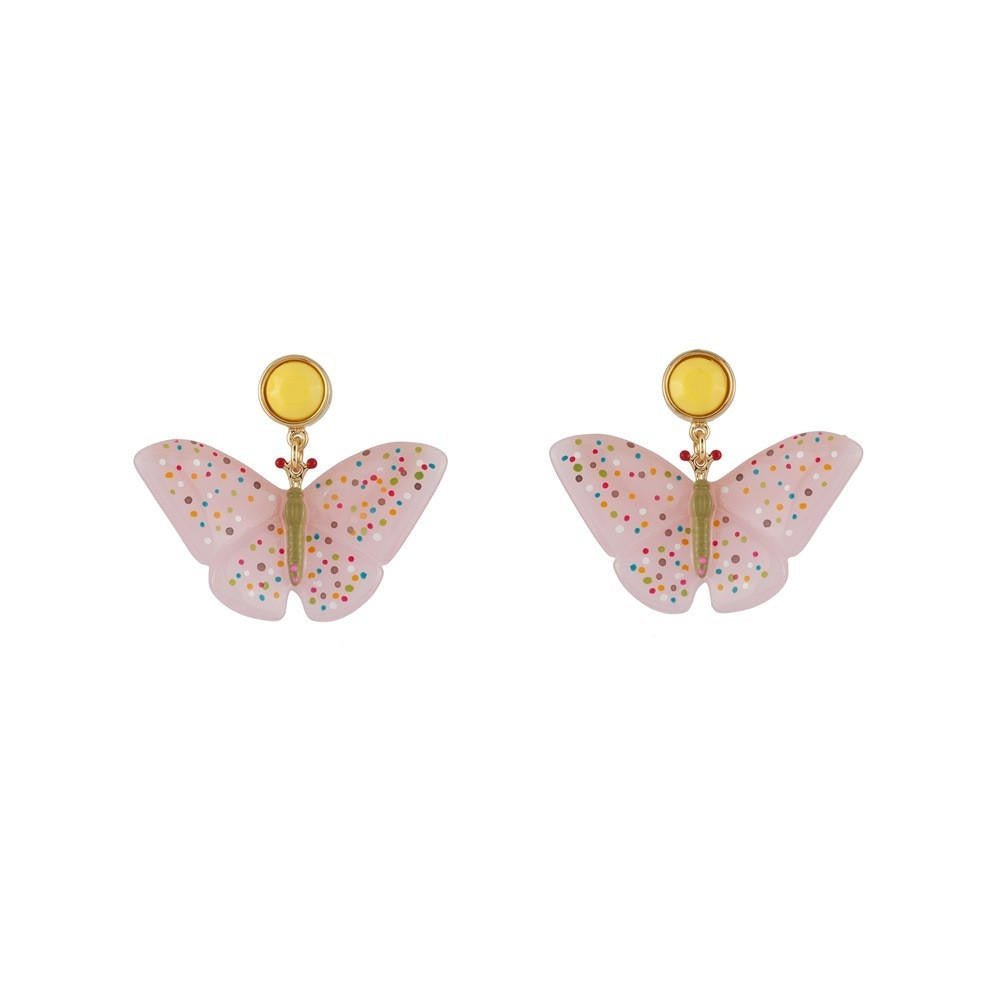 Envol Graphique Faceted Resin & Butterfly Black Earrings | ADEG1011 - Les Nereides