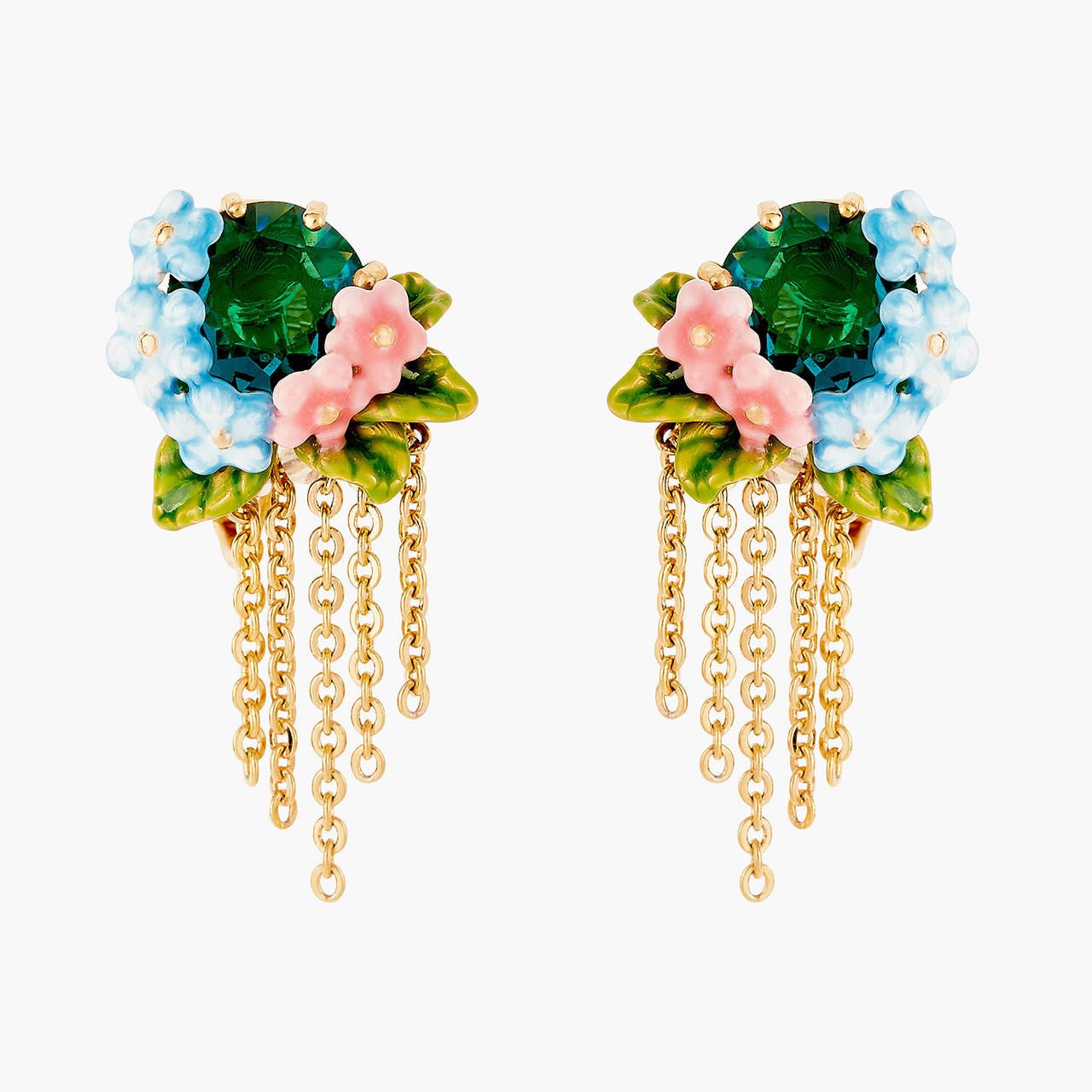 Faceted Crystal, Peony And Campanula Flowers Earrings | ANLA101C/1 - Les Nereides