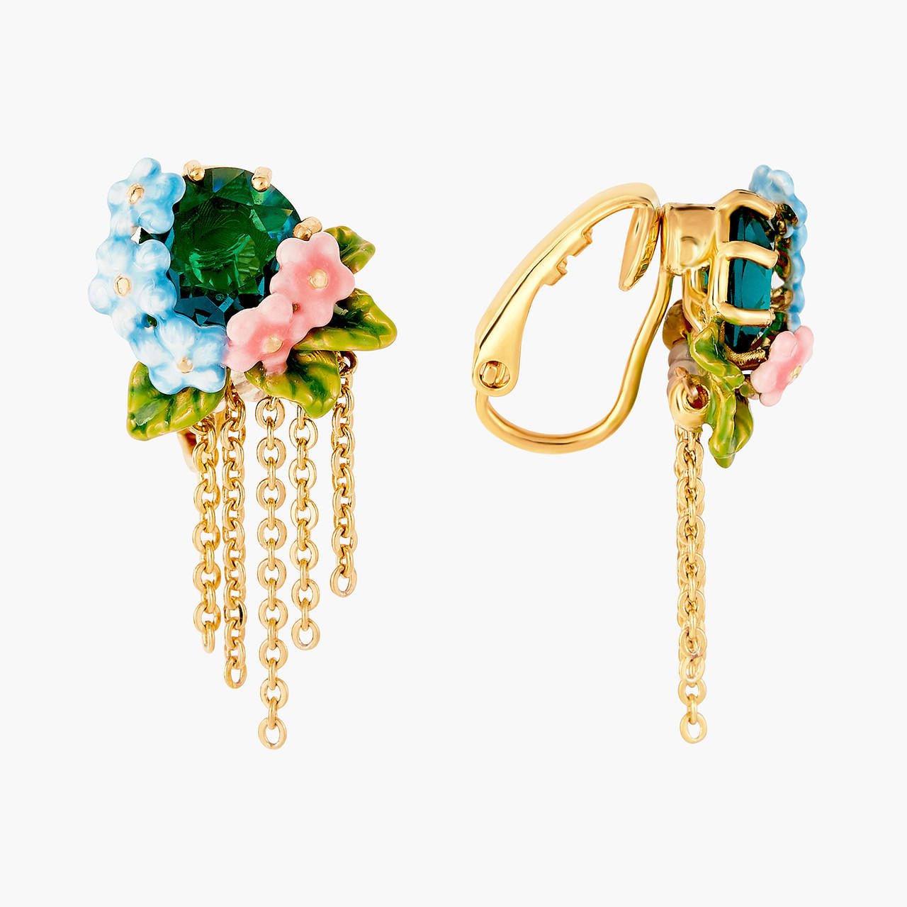Faceted Crystal, Peony And Campanula Flowers Earrings | ANLA101C/1 - Les Nereides
