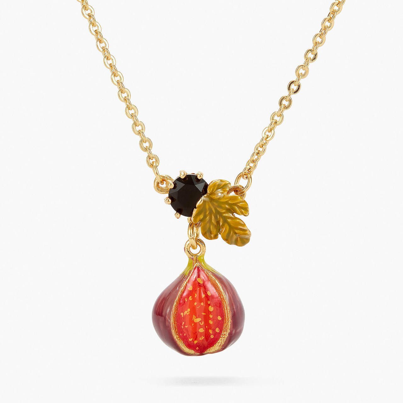 Fig And Black Stone Pendant Necklace | APVE3091 - Les Nereides