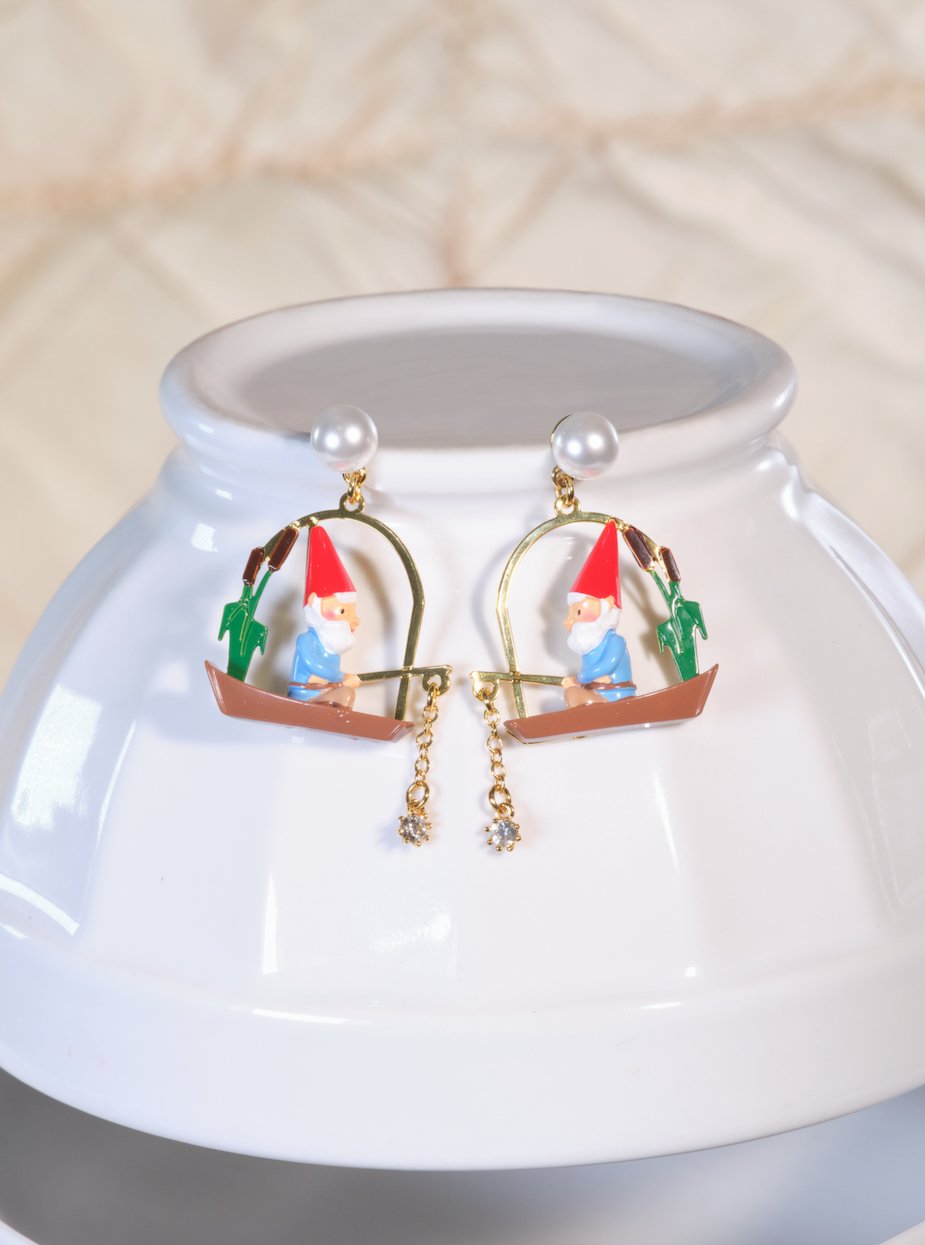 Fishing Garden Gnome Earrings | ASCP1061 - Les Nereides