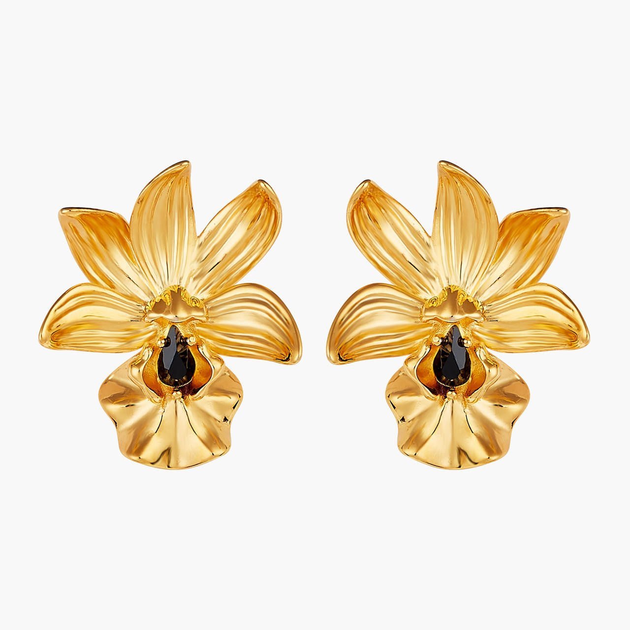 Flamboyant Orchid And Cut Crystal Earrings | AOOC1151 - Les Nereides