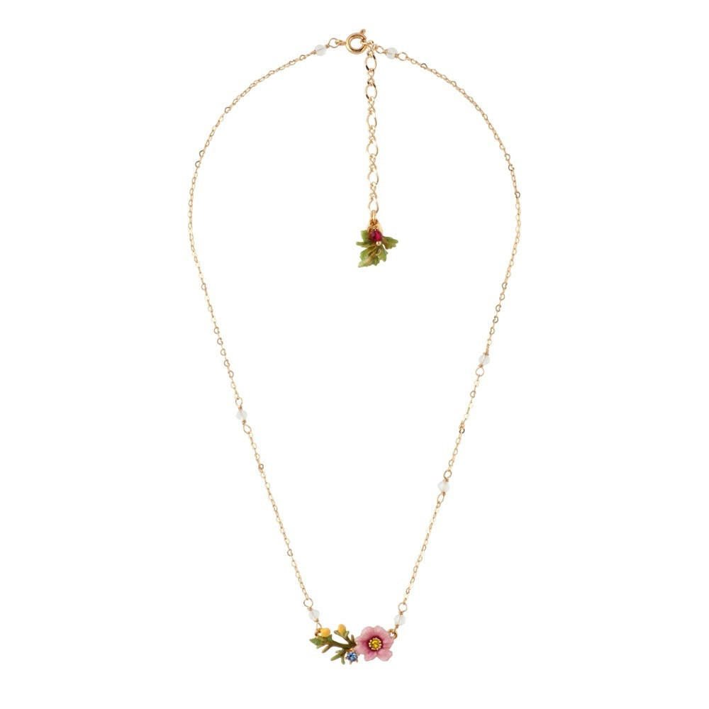 Floraisons Sauvages Pink Flower And Crystal Necklace | ADFS3071 - Les Nereides