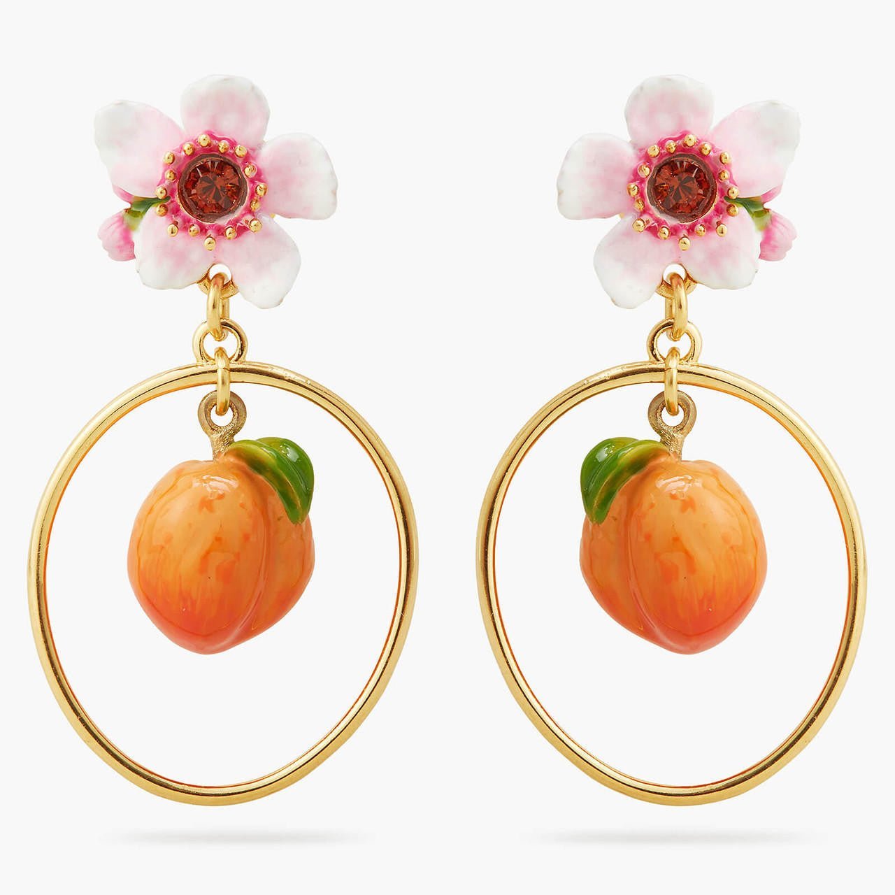 Flower And Apricot Hoop Earrings | APVE1021 - Les Nereides