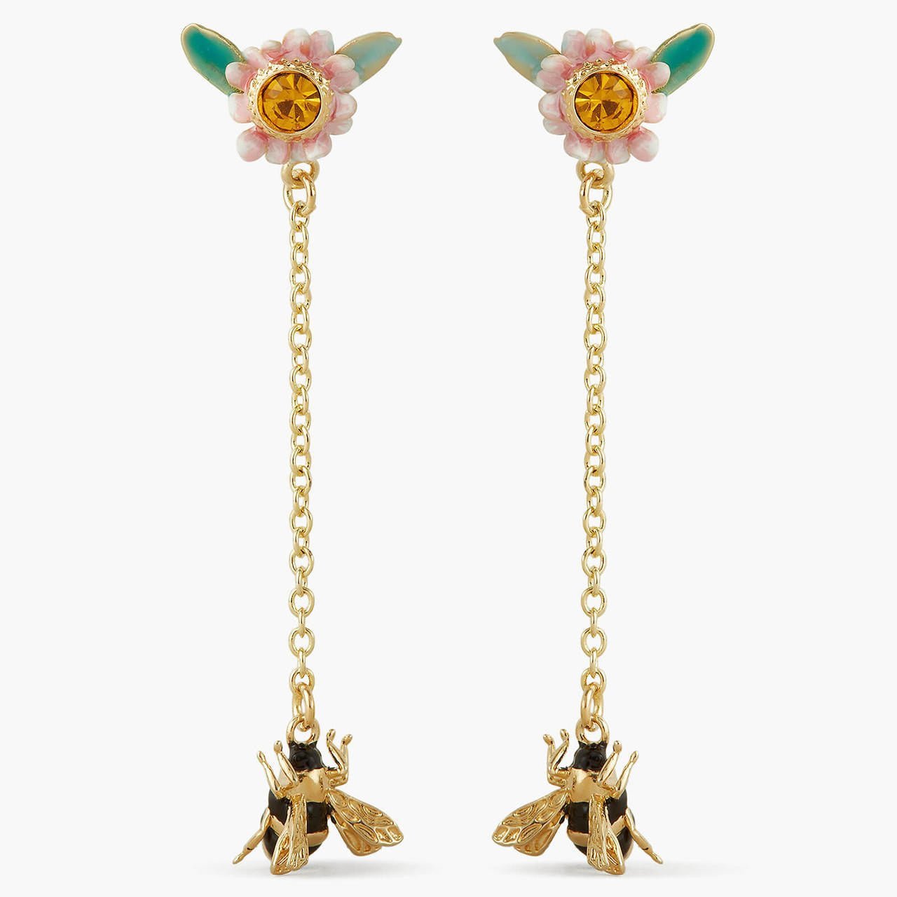 Flowers And Bees Dangling Earrings | APPP1071 - Les Nereides