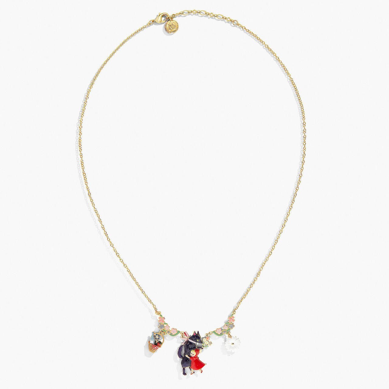 Flowery Big Bad Wolf And Little Red Riding Hood Statement Necklace | APBB3011 - Les Nereides