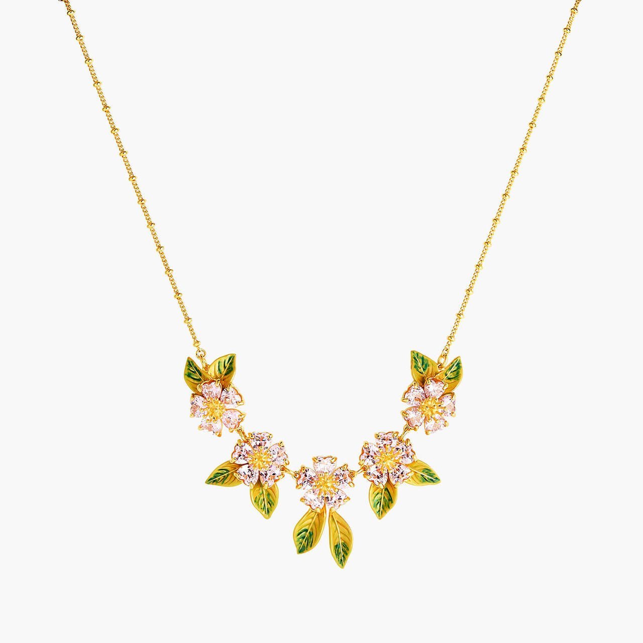 Foliage And Heart Flower Petals Statement Necklace | ANHA3061 - Les Nereides